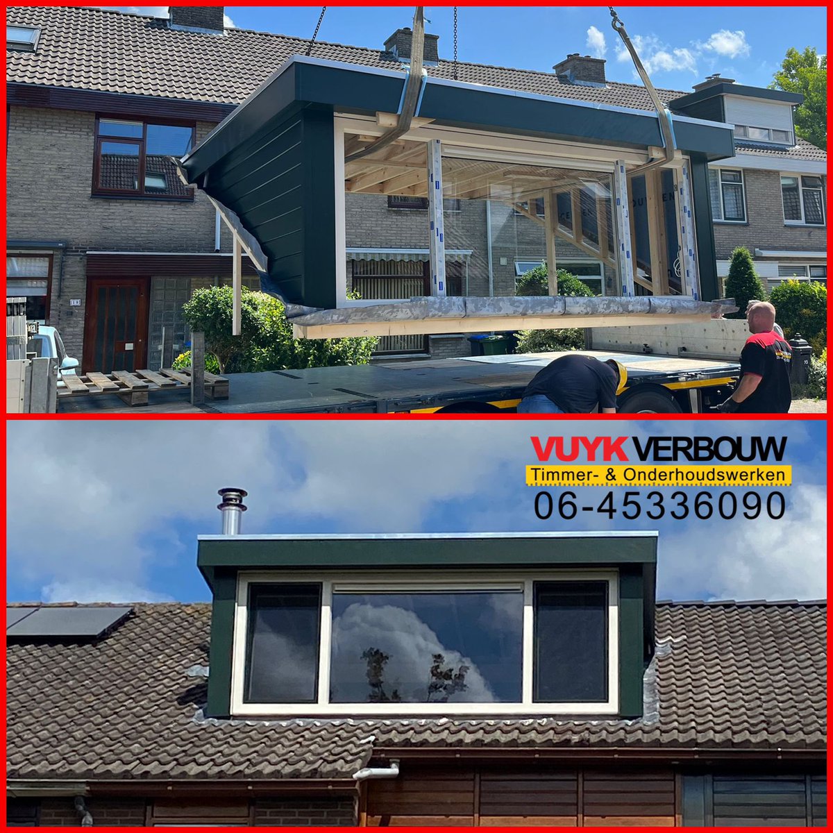 En dat is #dakkapel drie in drie weken! Deze dakkapel hebben wij geplaatst in #Vlaardingen 🏡. Door ons aan de zaak gemaakt, transport en op het dak gemonteerd 🏗. Dit keer ook met een rolluik erin. 

Ook interesse? Neem contact op via 🌍vuykverbouw.nl #vakwerk #maatwerk