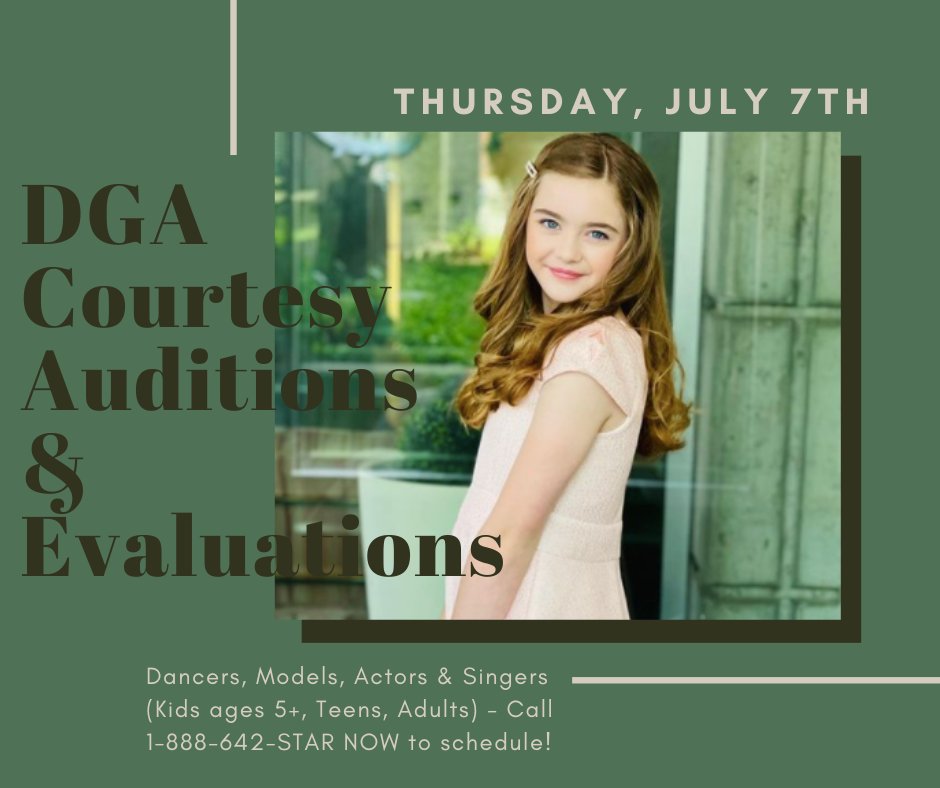 DGAmodels's tweet photo. We've got another open audition this week and you'll want to make sure you're there for it! 

Reach out to us TODAY at 1-888-642-STAR or go online to https://t.co/RuH7Ax7JtV to schedule an audition to join the DGA Family!
#Acting #Television #Dance #Model #Sing #Runway https://t.co/RChwPBqDi1