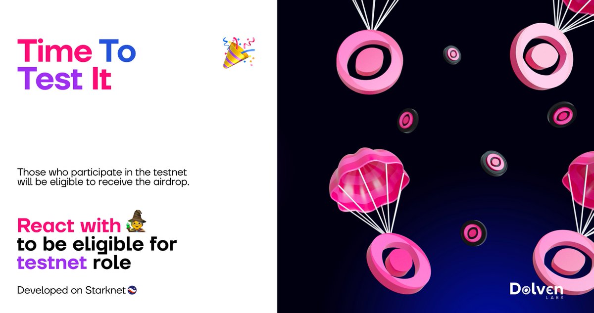 #StarkNet ekosisteminden Dolven discord kanalından testnet-role odasından rol alın, sadece role sahip olanlar testnete katılabilecek ve daha sonra kapalı olacak, testnet ödüllü, 11 temmuz son.

Discord: discord.gg/XdAYQ8k84c

1 kez yayında bahsetmiştim, ambassador programı var.