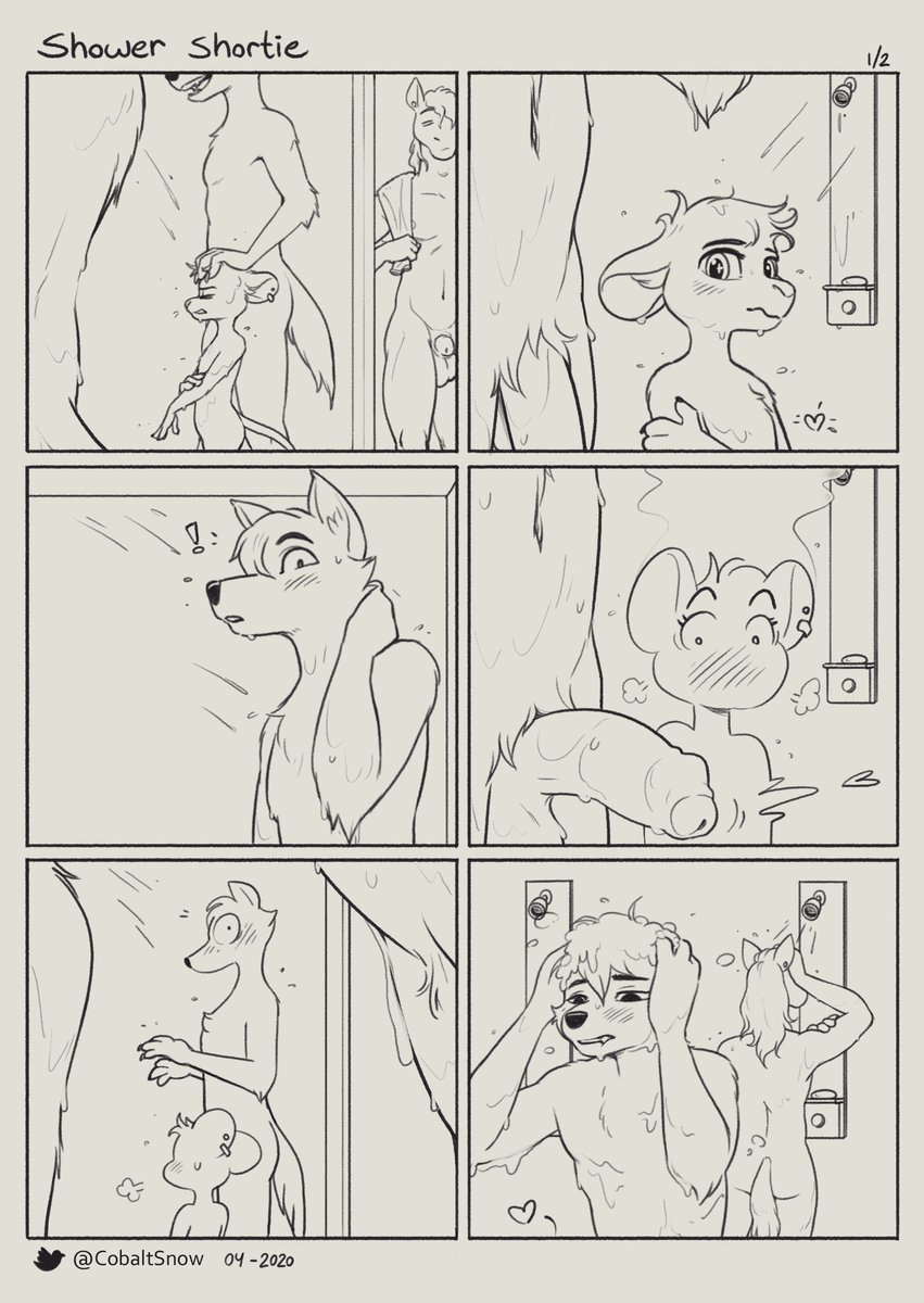 GayYiffBot's tweet photo. "[section,expanded=Shower Shortie - mini comic]
Fun little size difference comic sketch I decided I'd polish up and publish, hope you enjoy it as much…" 

 Artist: cobalt_snow 

 URL: https://t.co/wsaEipU49o 

 #furry #yiff #gay #gayyiff #nsfw #e621 #nsfwfurry https://t.co/DZg6LuJliB
