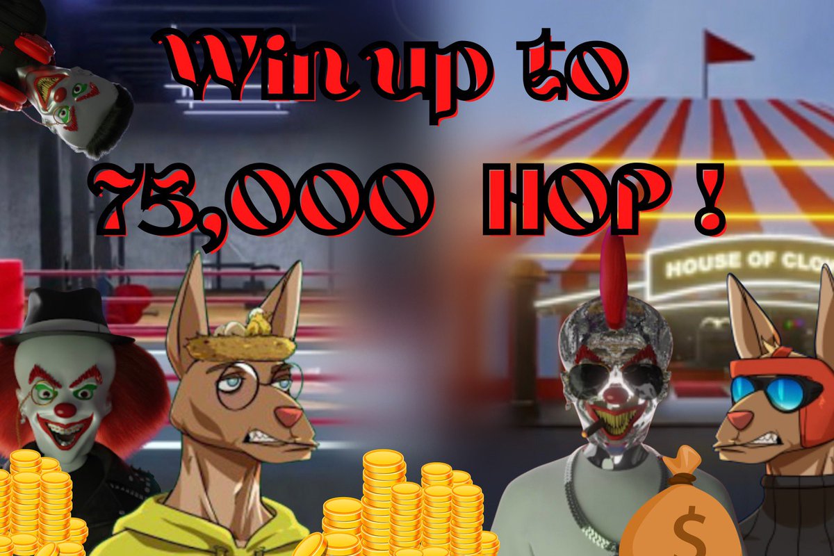 HopSwapFinance's tweet image. Like, Follow @HopSwapFinance 🦘@clownz_nft 🤡, Retweet and tag 7 friends.  Winner will recieve 50,000 HOP(cro) tokens. If the winner holds a Roo prior to the twitter picker they will also recieve an extra 25k HOP and a House of Clownz NFT airdropped! Tw picker 22/07/10 12 p.m.