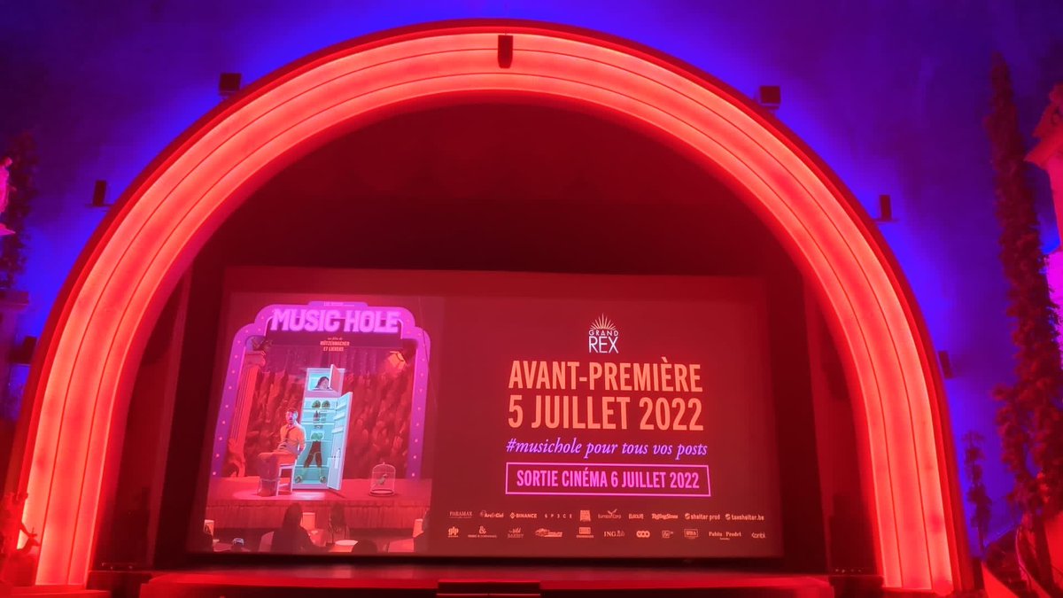 Ce soir le #GrandRex est heureux d’accueillir l’avant-première du film belge #MusicHole. Cette comédie sera présentée en exclusivité par toute l’équipe du film. 🤩🙌🏻