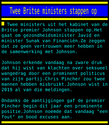Teletekst's tweet photo. Twee Britse ministers stappen op https://t.co/tp4JNxKkay