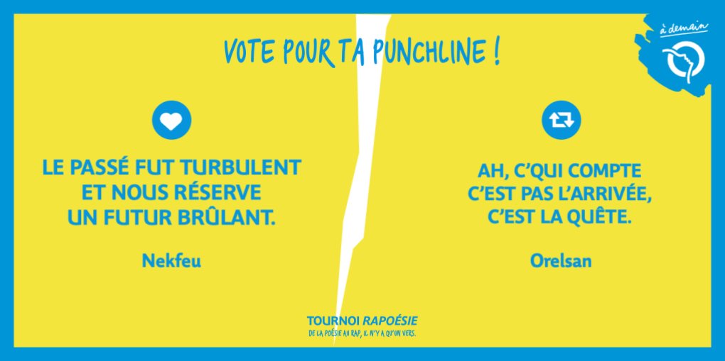 <a href="/_Baudelaire_/">Charles Baudelaire</a> <a href="/GuydeMaupass/">Guy de Maupassant</a> <a href="/Kulturlesite_/">Kultur</a> <a href="/booska_p/">Booska-P</a> [#TournoiRAPoésie 🪶 Battle 4] Une battle qui risque de briser des amitiés … Alors, Nekfeu (LIKE) vs Orelsan (RT) ?
#SergeLeLapin #GrandPrixPoésie #RATP