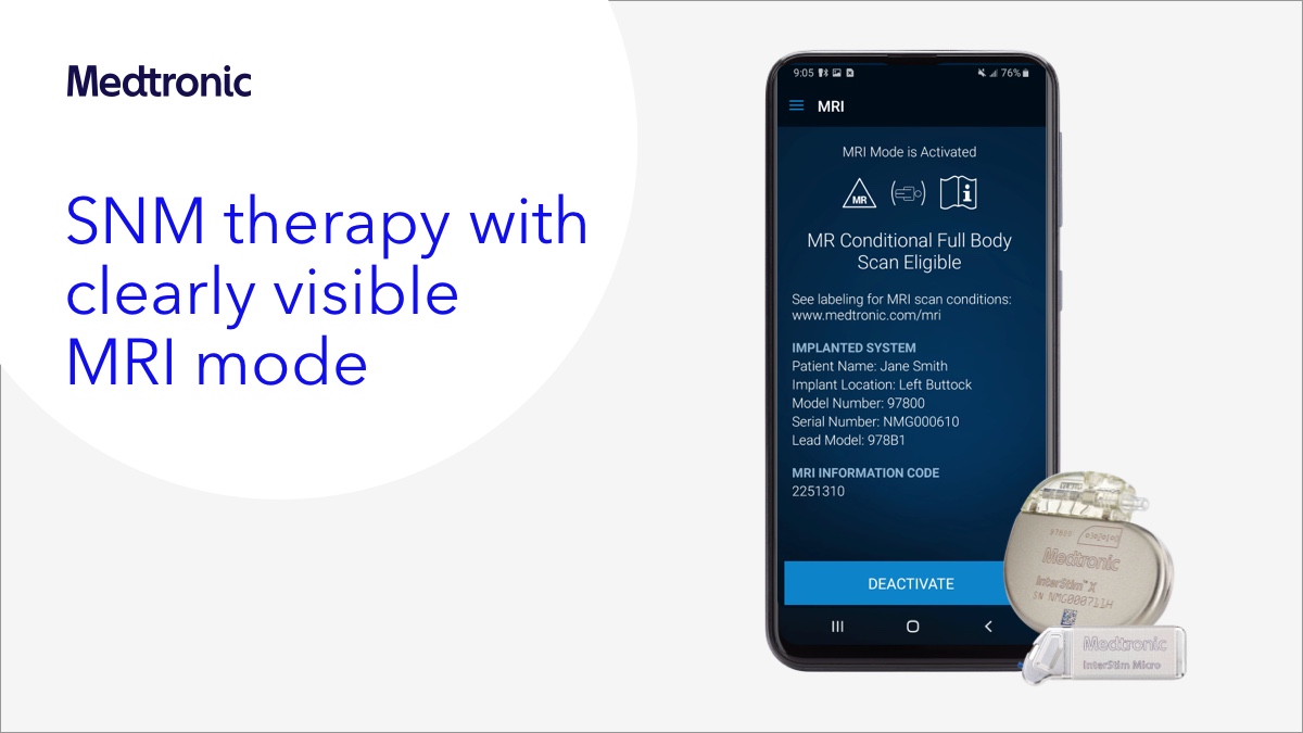 MDTPelvicHealth's tweet photo. The smart programmer with the InterStim™ system makes it easy for you and your patient to see when MRI mode is on or off. And your patient can activate and verify MRI mode all on their own: https://t.co/Go71vkLCZJ Important safety info: https://t.co/OyFI6ZvvuV #NextGenSNM https://t.co/dmObRLbcDH