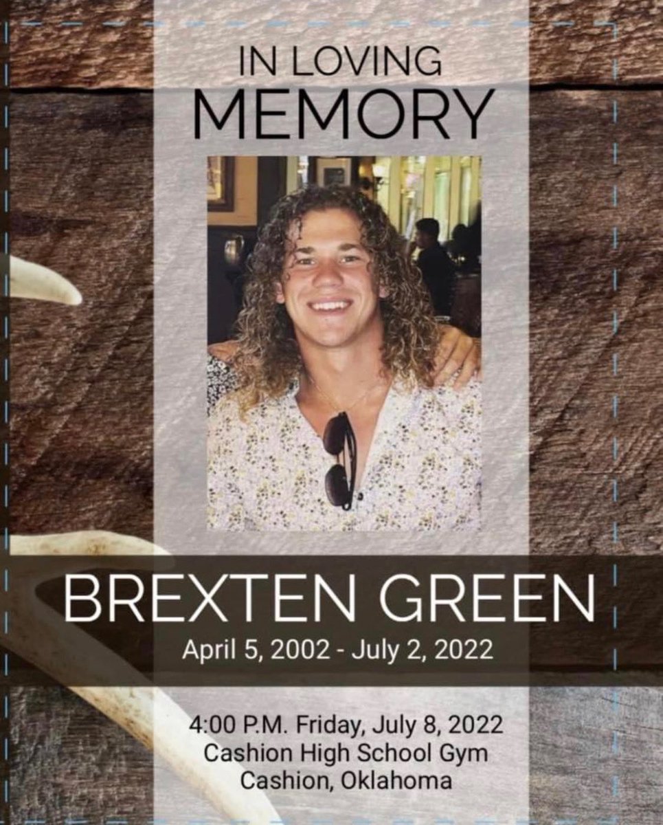 Join the Green family <a href="/BrettGr51597198/">Brett Green</a> &amp; Cashion community on Friday celebrating the life of <a href="/brexten_green/">Brexten</a>! Truly one of a kind. Words cannot describe the pain &amp; sadness at this time. Come together &amp; help support his family during this difficult time.