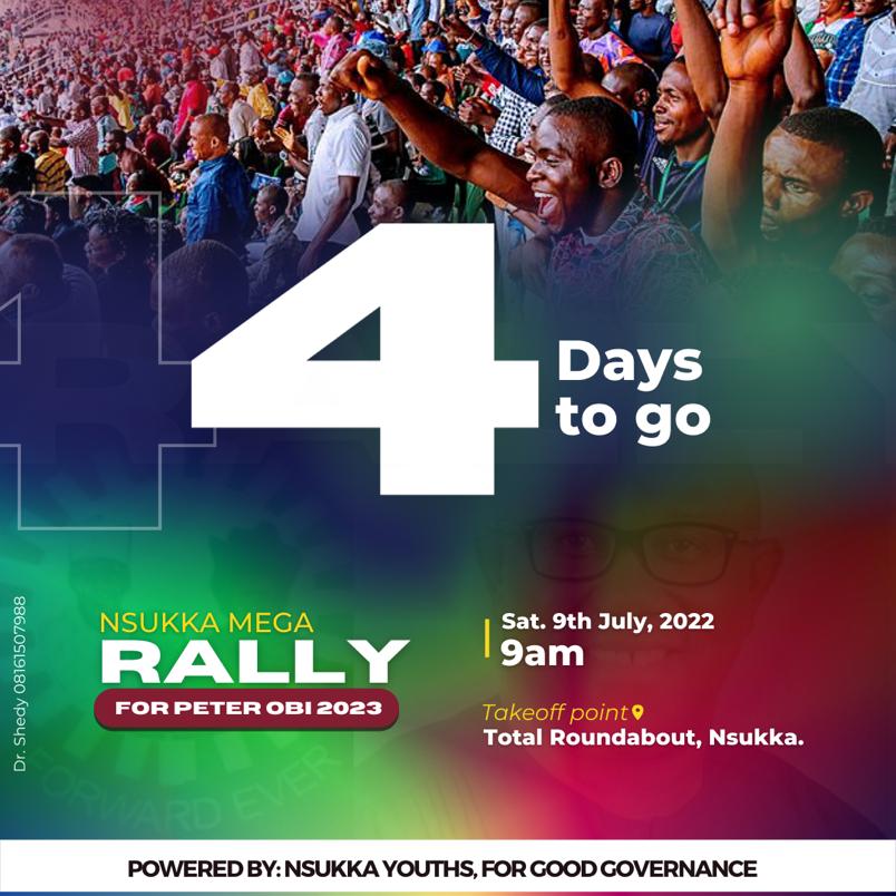 OgbonnaClinton8's tweet photo. NSUKKA MEGA RALLY FOR PETEROBI is on 9th of July 2022, please help us make it trend
The hashtag is #NsukkaMegaRallyForPeterObi

#PeterObiVPtalks #ASUU #Tinubu #RenosNuggets #sowore https://t.co/SU8TguAfiM