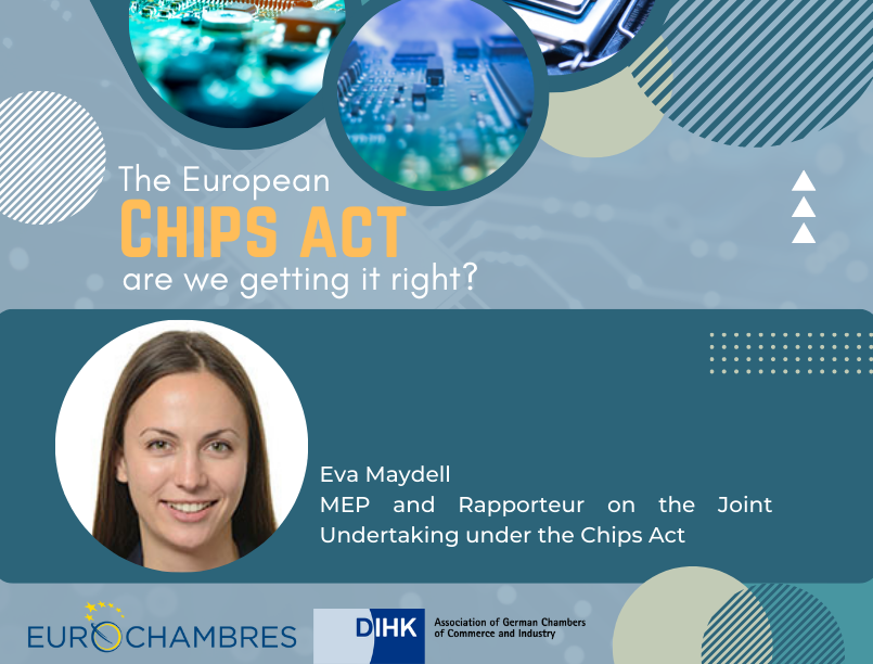 Eurochambres's tweet photo. #ChipsAct event: MEP @EvaMaydell says that policy-makers need to listen to industry and experts to improve the #ChipsAct. She said that #businesses need strategic support, access to investments and #lessbureaucracy to be part of the international ecosystem. https://t.co/gLrE1vAp64