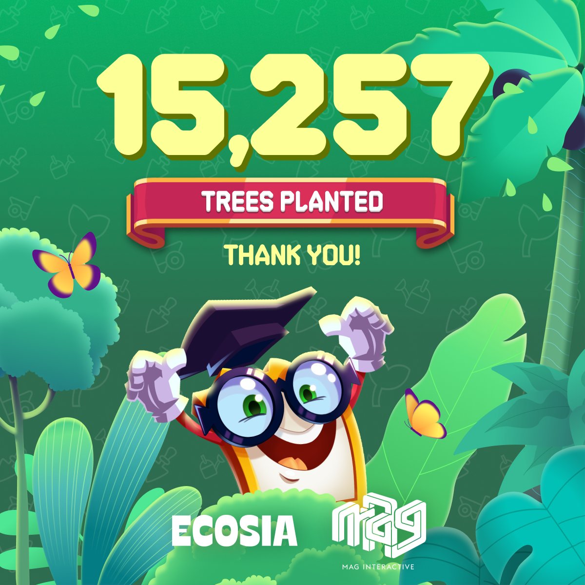 WordDomGame's tweet image. #Playing4thePlanet Update 💚
We are thrilled to announce that through the combined efforts of players across MAG Interactive's 6 games: #WordDomination, #WordBrain 1 & 2, #Wordzee, #QuizDuel, and #Ruzzle, a total of a whopping *drumroll* 15,257 trees will be planted! 🌱