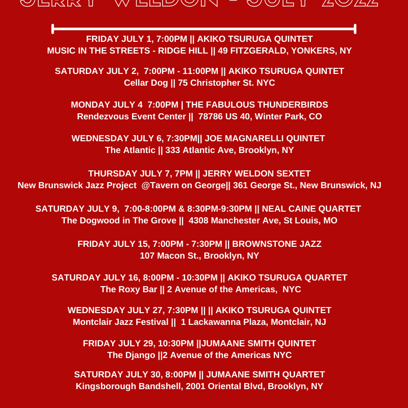 JWeldonMusic's tweet photo. July gigs... https://t.co/5TX1RLnuTY