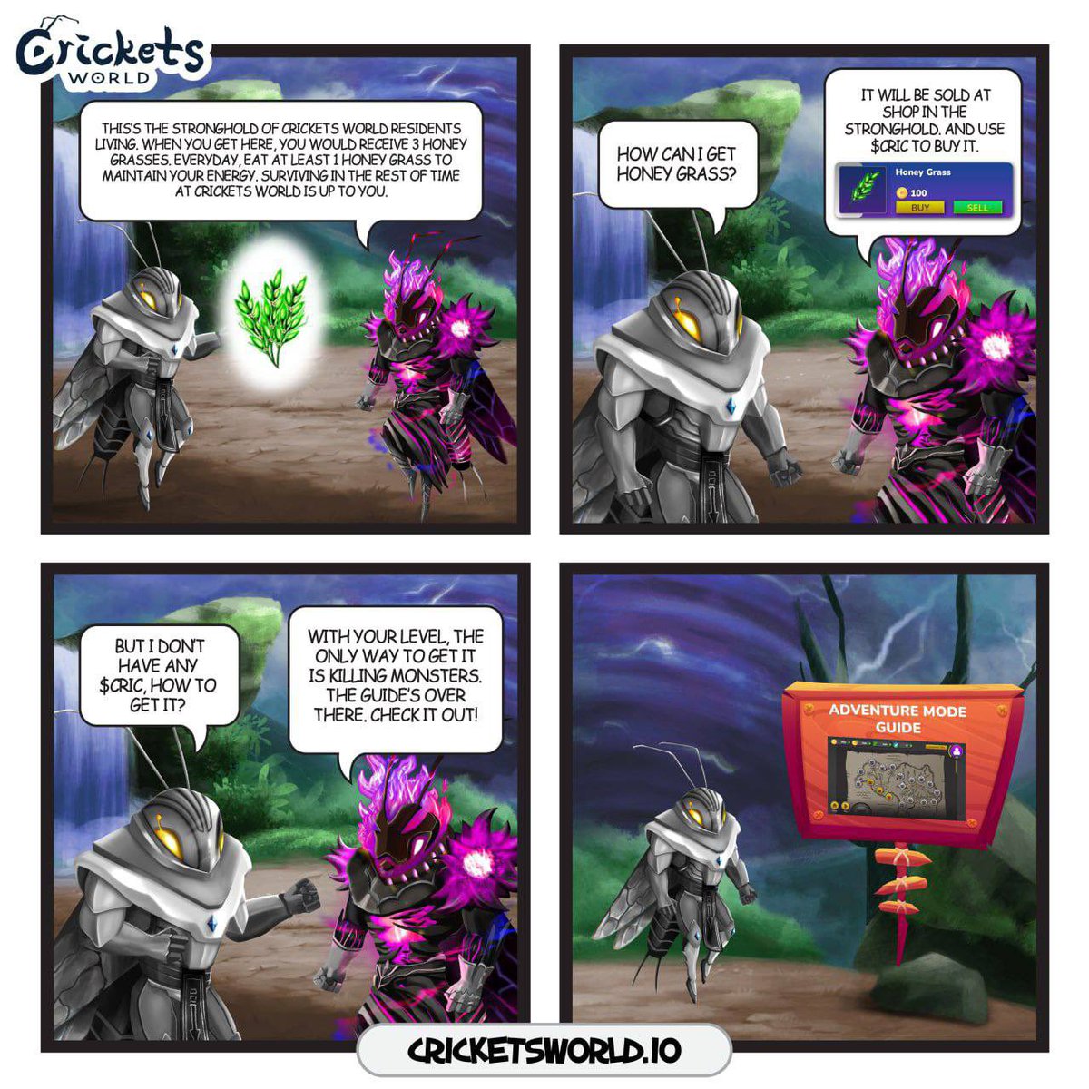 cwgame_io's tweet photo. 💥 Crickets World Comics Series 💥

📌 Part 1: Aidens comes to Crickets World !!!
📙 Chapter 3: Aidens meets Jez for the first time! (3)

#CricketsWorld #CWComics #BSC #P2E #GAMEFI #CRYPTO #COIN #CW https://t.co/wprzdKu6KE