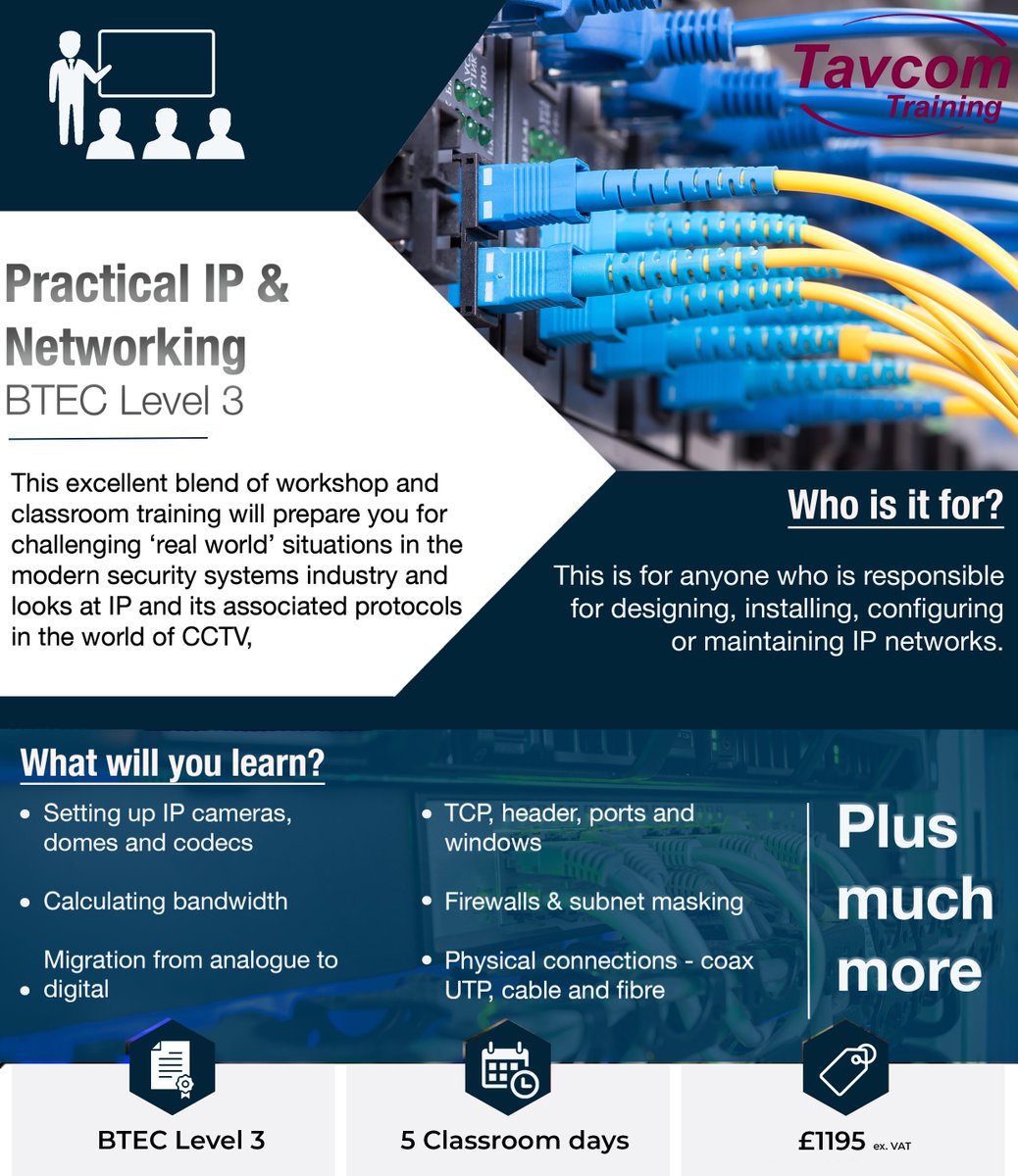 Connect with and understand the key elements of IP cameras and networks with our bespoke 5-day BTEC certified course...