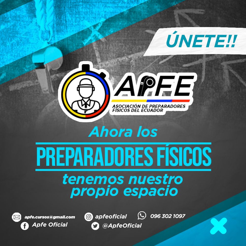 ApfeOficial's tweet photo. ¡Bienvenidos! Espacio creado por y para los preparadores físicos en el Ecuador. Te invitamos a seguirnos en nuestras redes sociales para mantenerte al tanto de lo que se viene. 
#Ecuador #deportes #preparadorfisico #preparaciónfísica https://t.co/CzlM3tWcYj