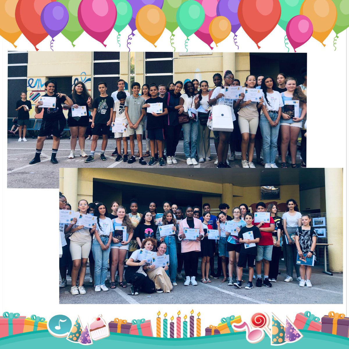 CollegeRisso's tweet photo. 👨‍🎓👩🏽‍🎓L’année scolaire se termine sur une belle cérémonie pour récompenser tous les élèves méritants du collège qui repartent avec livres 📚 et diplômes.
Merci à Aya et Paola pour le final en musique 🎵 
Encore bravo à tous et à l’année prochaine !
@AcademieNice
@evs_de
@DAAC_nice https://t.co/AXQCtZLVmI