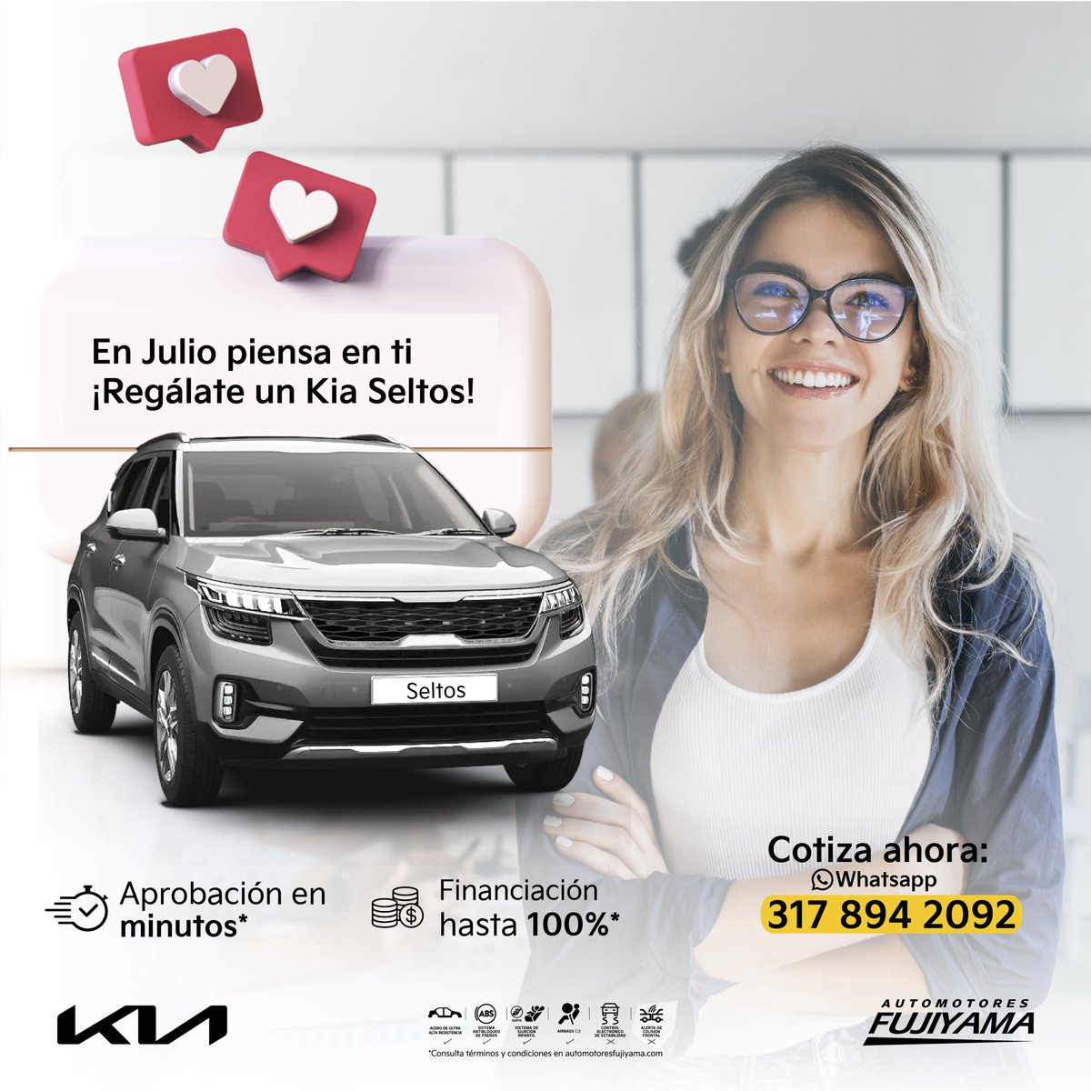 KIACARTAGENA1's tweet photo. En #Julio inicia la temporada perfecta para regalarte eso que tanto has soñado.
¡Anímate a estrenar un KIA!🚘

Cotízalo ahora con:
✅Aprobación de tu crédito en minutos*
✅Financiación hasta 100%*

¡Escríbenos!
Whatsapp: 3178942092 https://t.co/2KYfJNyO8l