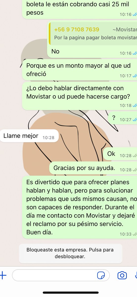 MalyRojas93's tweet photo. @AyudaMovistarCL Nunca atendieron al problema. Su ejecutiva, nos ofreció un plan y en la boleta había un monto totalmente diferente (y luego nos enteramos que no éramos los únicos). Al final nos cambiamos a @VTRChile https://t.co/QeqQWhON98