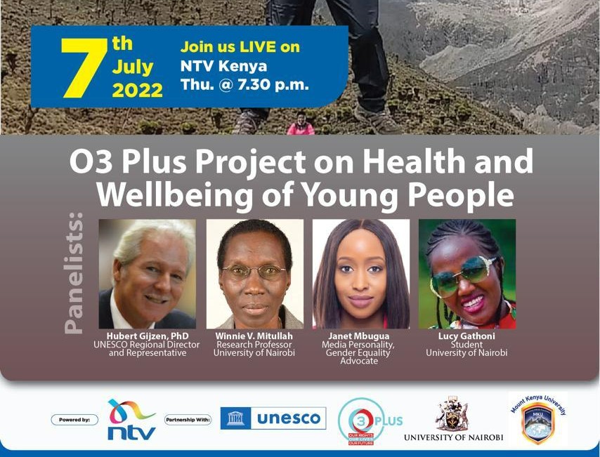 On 7th July, join us live on NTV Kenya at 7:30PM and discover how 9 Kenyan students are scaling the heights of Mt. Kenya for the health and well-being of young people! @uonbi @MountKenyaUni @UNESCO @UnescoEast @outdoorerke #MtKenyaHike #heights4health @OfficialJMbugua