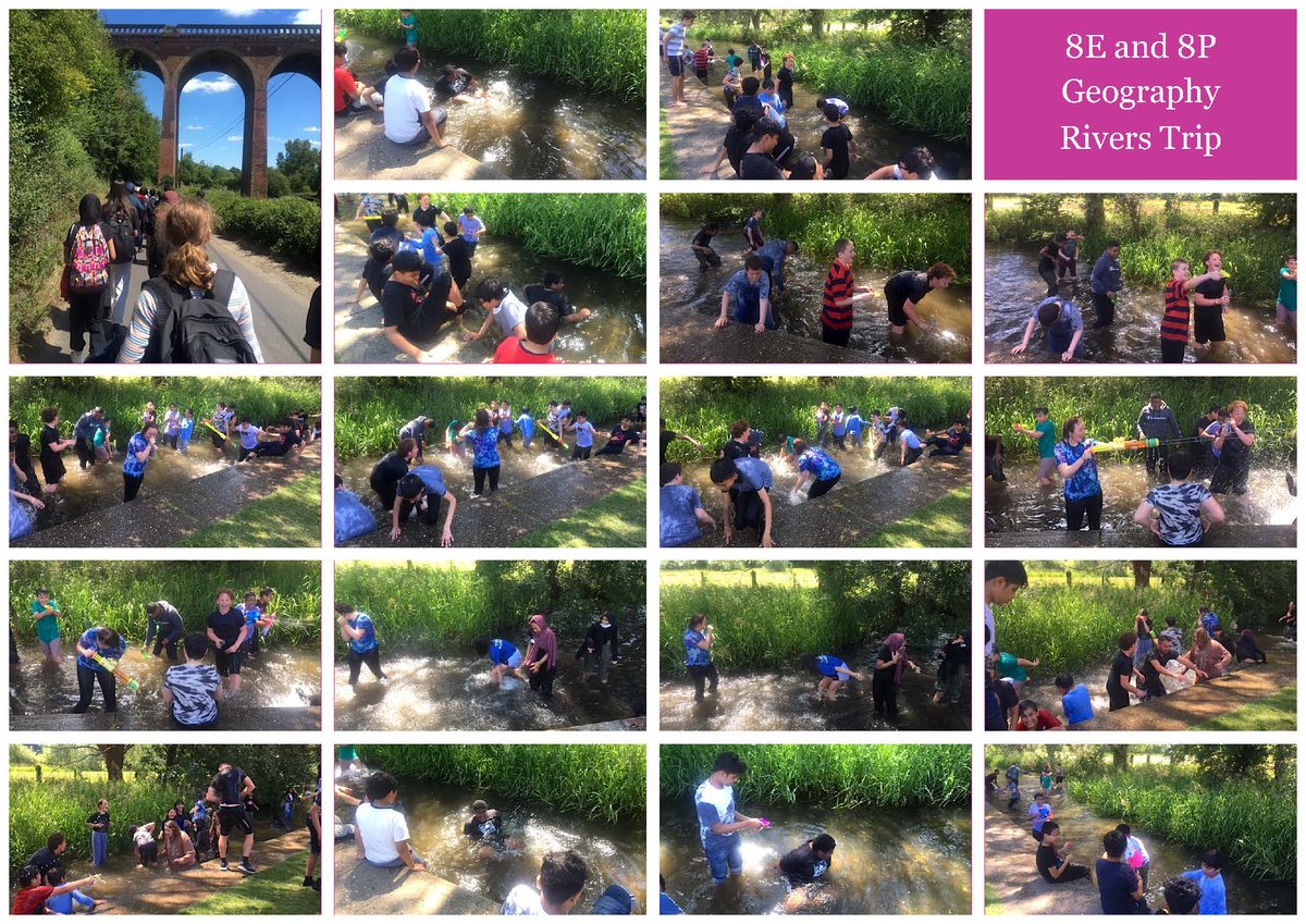 Year 8 #Geography Rivers Trip:  It was the turn of tutor groups E and P this week, to have fun in the sun and take a dip in the River Darent, after some serious geographical field work.