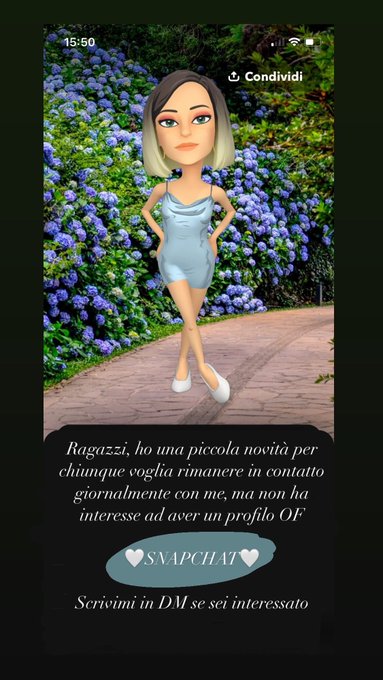 Ciao ragazzi, ho una grande novit&agrave; per voi! 🤍  Da adesso ho #SNAPCHAT, il che significa che potr&ograve; rimanere<a href="/tag/snapchat"class="tags"><span>#snapchat</span></a><a href="/tag/spicy"class="tags"><span>#spicy</span></a>