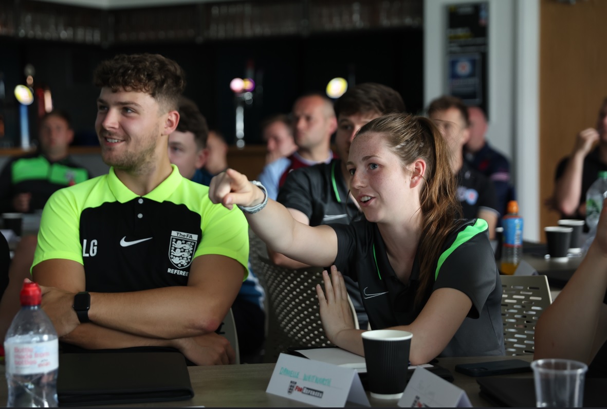 FARefereeing's tweet photo. Last weekend we welcomed just under 70 new Level 4 #Referees to Leeds for our second New Level 4 Development Day! 🙌

Sessions included Laws of the Game, Assistant Refereeing, Penalty Area Decision Making, Positioning at Restarts, Leading the Team, and Fitness. 💪 https://t.co/glmpRgV0rd
