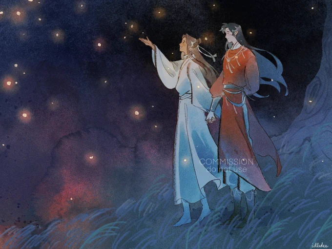 #tgcf summer nights 🌌✨
(another hualian comm for @/reversea_ , thank you!) 