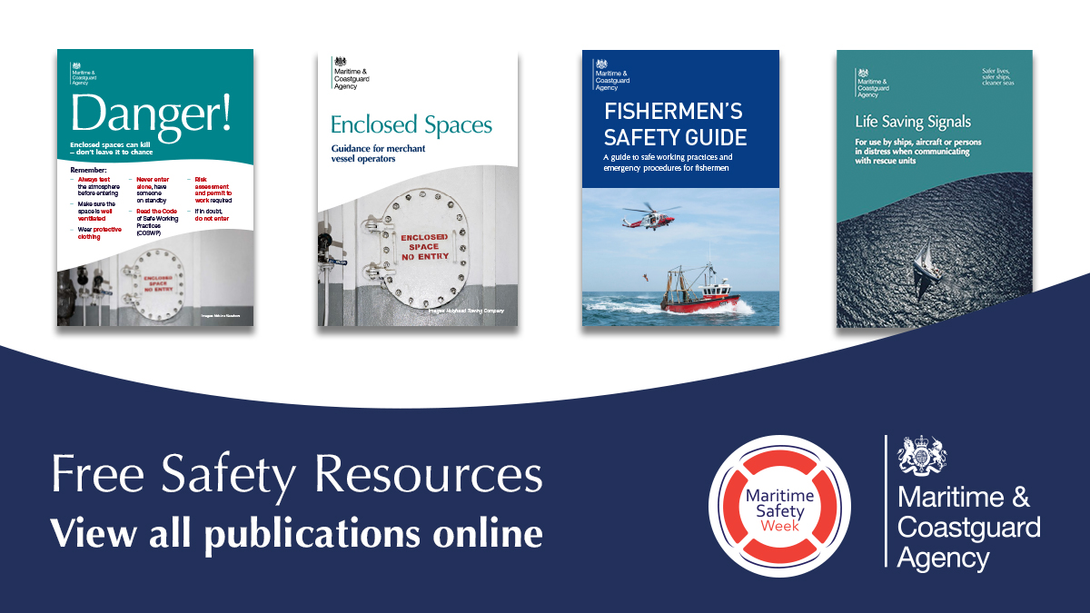 It's #MaritimeSafetyWeek so why not remind yourself of the free resources available to order and download to help keep you and your crew safe whilst at sea, including:
✔️ Safety guides 
✔️ Training Booklet
✔️ Posters 

View all on our webshop 👉  mca-ws.apsmos.com/ArticleSearch.…  👈