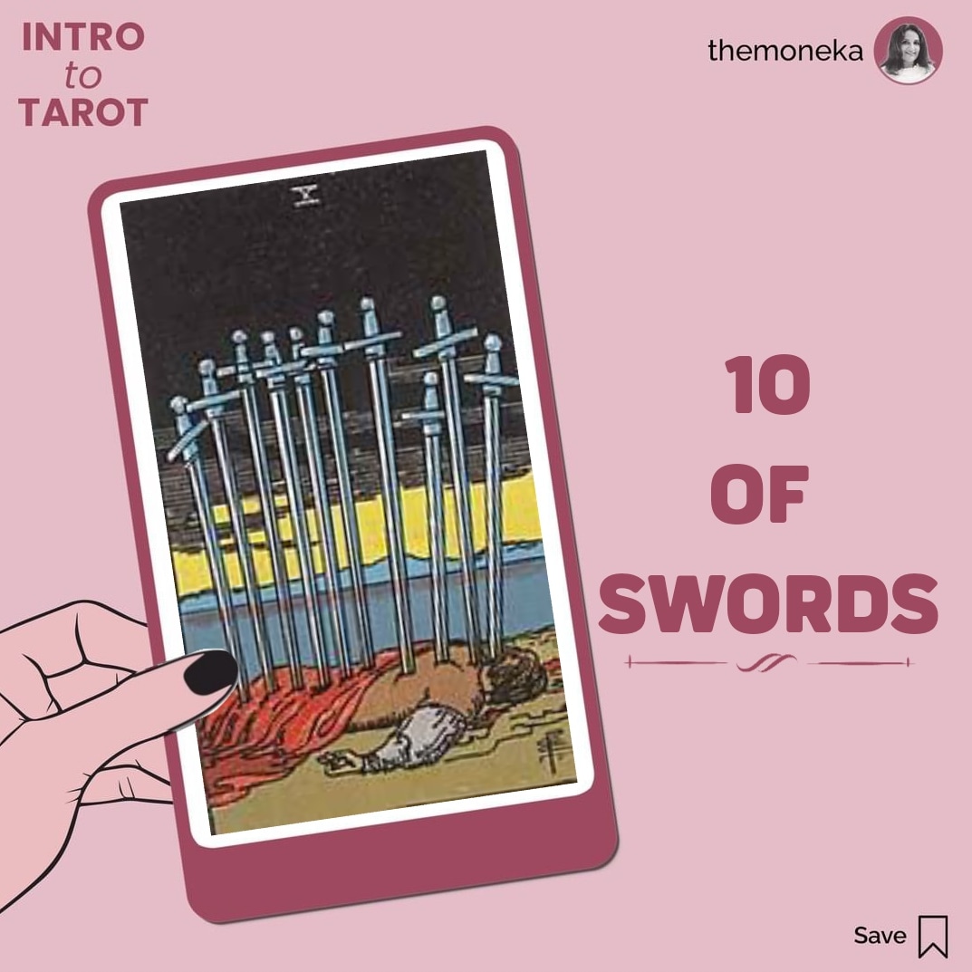 themoneka's tweet photo. Ten of swords shows a man lying face down. This card tells us that there is an abrupt ending be it in a relationship or something work related.
.
.
#themoneka #moneka #aceofswords 
 #tarot #tarotreading #tarotcards   #mondayvibes https://t.co/t4lWRiczVt