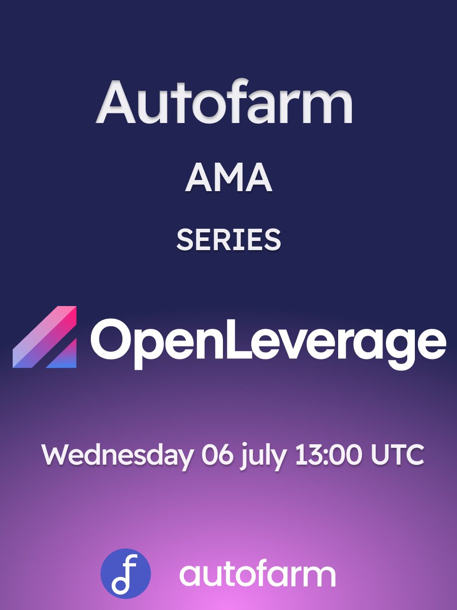 autofarmnetwork's tweet photo. Tomorrow we'll have an AMA with our latest partner @OpenLeverage 🙌

Join us on our Telegram channel at 13 UTC to learn all about this new project 💙

An exclusive referral link to earn some extra OL will be shared amongst AMA participants 💰

Drop your questions below ⬇ https://t.co/p2eOeldyFd