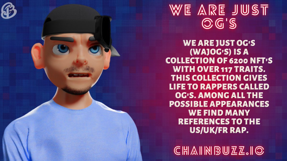 Chainbuzz_'s tweet image. An #NFT project of 6.2k unique rappers on the #SOLANA blockchain. In addition to the many royalties paid to the @WAJOGs owners, the goal would be to create an OGVERSE.

Follow &amp;amp; Support 
@Chainbuzz_

 RT &amp;amp; Tag your Friends.

#NFTs #NFTdrop #nftcollectors #NFTArts #NFTCommunity