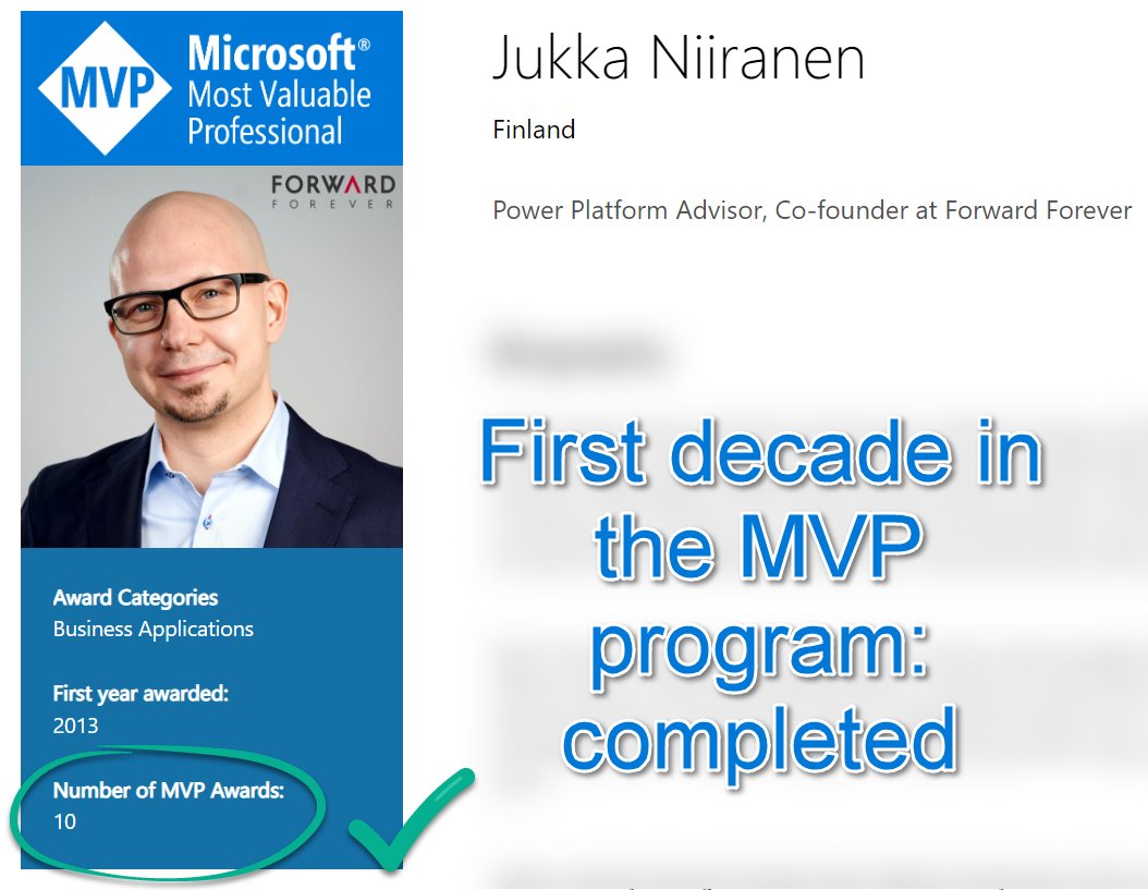 jukkan's tweet image. 10 years of #MVPbuzz in #MSBizApps. We&apos;ve come a long way - the technology, the community, and I guess also me.😌