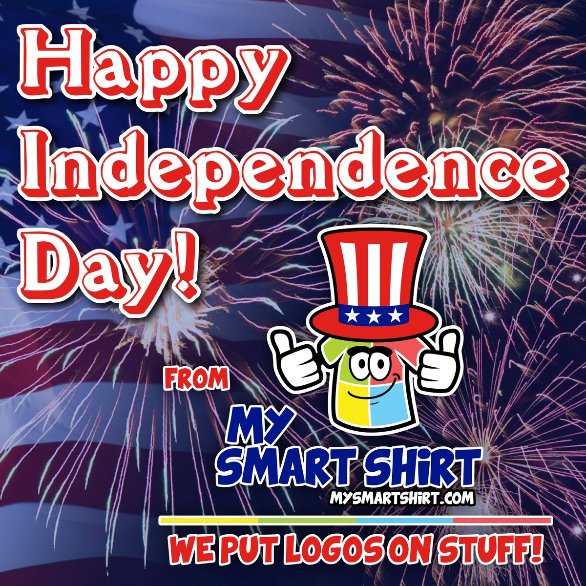 MySmartShirt's tweet photo. Happy Independence Day from our family to yours!! 🇺🇸
#MySmartShirt #WePutLogosOnStuff #IndependenceDay #246Years #July4th #Celebration #Fireworks https://t.co/6depJnNYjg