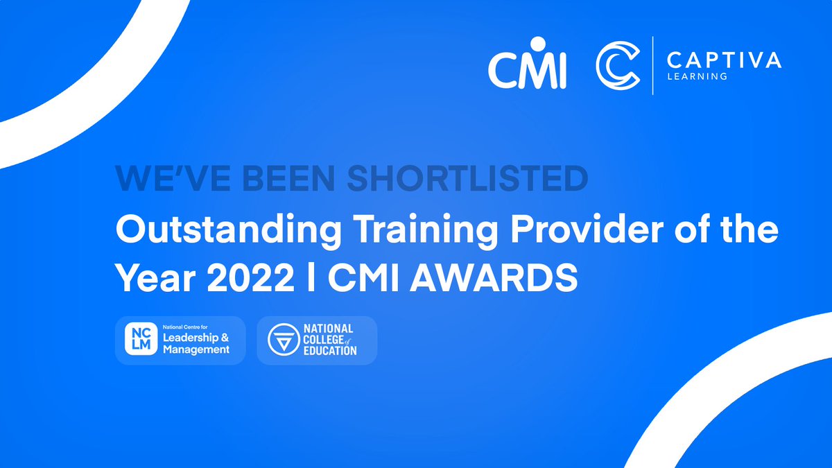 💡We are pleased to announce that we have been shortlisted for this year’s Outstanding Training Provider of the Year 2022 Award with <a href="/cmi_managers/">CMI</a>!

Find out more about the prestigious award here: mgrs.uk/3Vx

#CMIAwards2022 #BetterManager