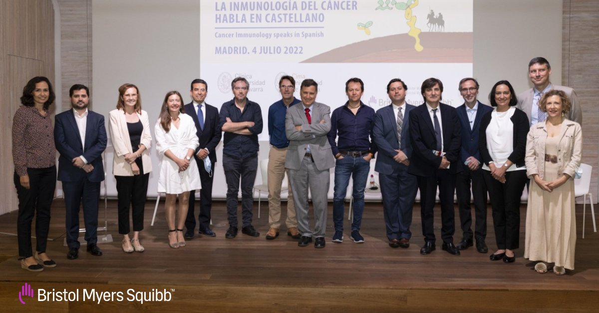 BMSIberia's tweet photo. En #BMSEspaña agradecemos haber podido impulsar la iniciativa "La Inmunología en Cáncer habla en Castellano", un simposio internacional coordinado por @CIMA_unav y @ClinicaNavarra y donde @DrIgMelero congregó a 19 de los más importantes expertos de esta área
 
#BMSIberia https://t.co/M9kKvFDJ8f