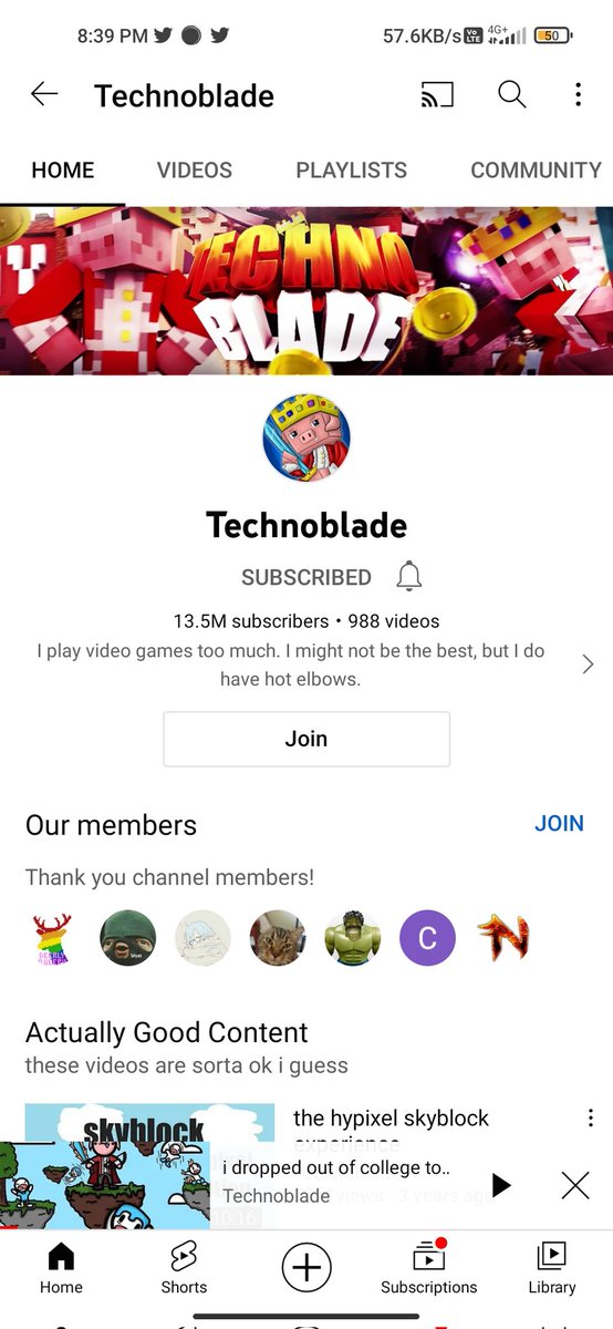 Guys
Technoblade had 12M subscribe on the day of his last video
And in such a short amount of time
He got another 1 Million
It would be no wonder he would reach 100M
Let's gas this up guys