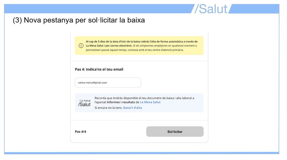 salutcat's tweet photo. 🗣 Gemma Craywinckel: "La nova via es fa per simplificar un procediment administratiu. No val un test positiu. És per quan es té molta tos, febre... Això va a l'ICAM i es genera la baixa autolimitada en el temps. Si la persona millora o empitjora ho ha de comunicar al CAP". 👇 https://t.co/7NpF5G7LW1
