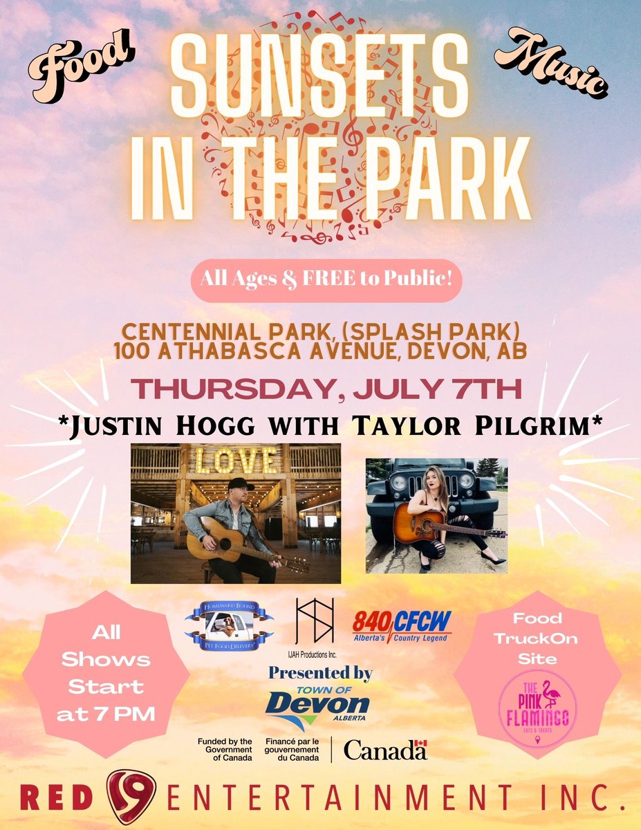 The first Sunset in the Park concert featuring Justin Hogg and Taylor Pilgrim is taking place this Thursday (July 7) from 7 - 9 p.m. at Centennial Park!

Grab your chairs, blankets, and friends and get ready for an evening of live music and fun!