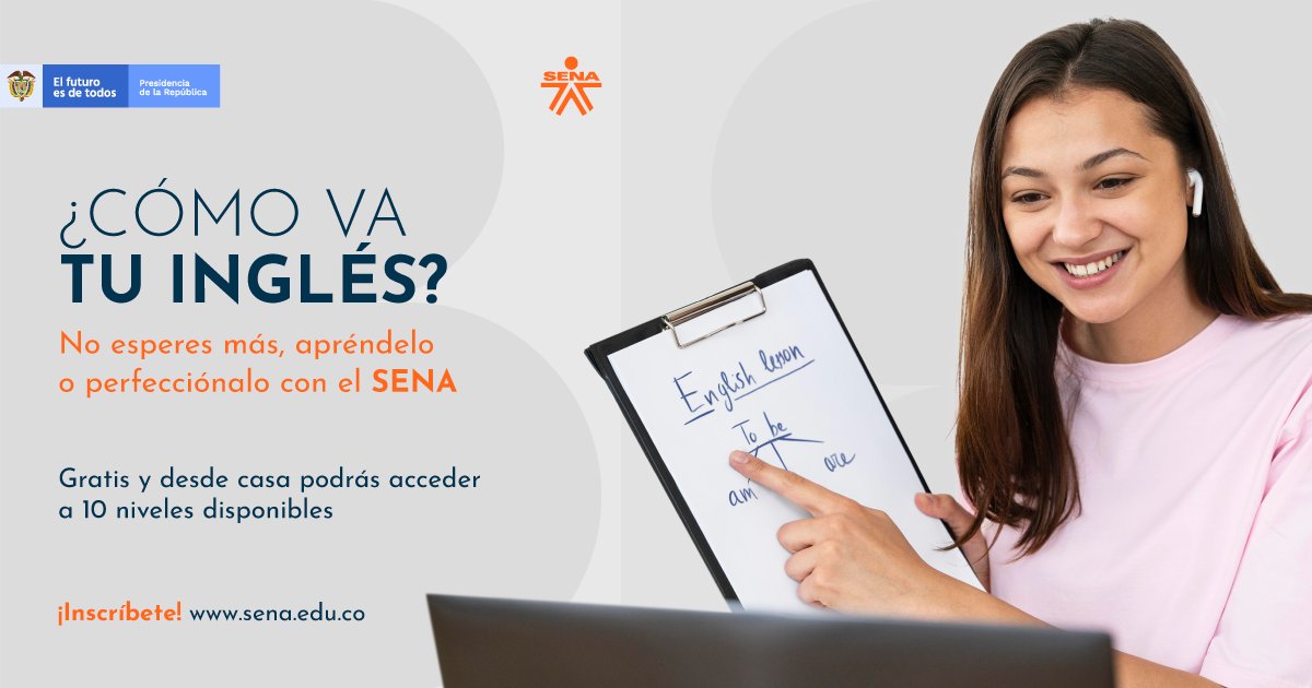 SENAComunica's tweet photo. 🙋🗣️¿Cómo va tu inglés? Es mitad de año, aún puedes empezar a aprenderlo o perfeccionarlo con los #CursosCortosSENA. 👔✅Dile sí a esas oportunidades del mundo laboral, con un segundo idioma. Son 10 niveles gratuitos y disponibles.
 ¡Inscríbete!👉 https://t.co/3WnCIRaRmS https://t.co/BvQViNwzuy