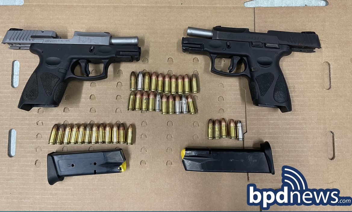 bostonpolice's tweet photo. Officers Assigned to the Youth Violence Strike Force Arrest Two Males and Recover Two Firearms https://t.co/f74xACQk0b https://t.co/YlVVlIqBnz