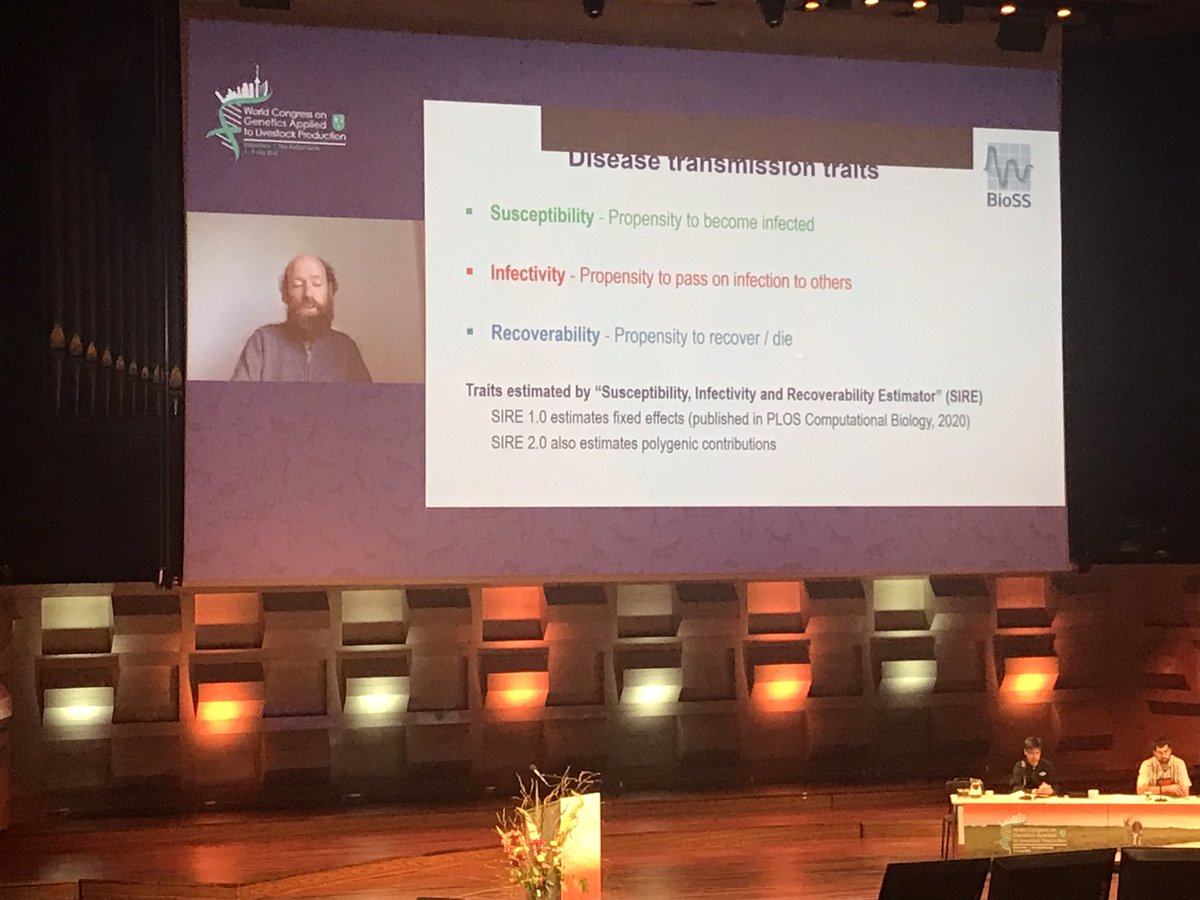 A new software for disease-related traits: SIRE programme using bayesian inference to estimate host genetic variation. Wonderful and interesting talk by Chris Pooley from <a href="/roslininstitute/">The Roslin Institute</a> and <a href="/BioSScotland/">BioSS</a> at <a href="/wcgalp2022/">WCGALP2022</a>