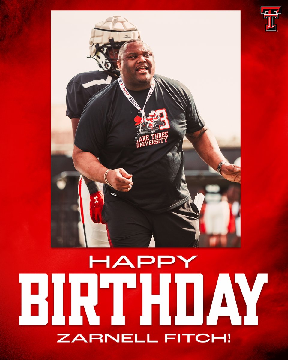 TexasTechFB's tweet photo. Happy birthday, @CoachZFitch‼️

#WreckEm https://t.co/9yWLLeITIc