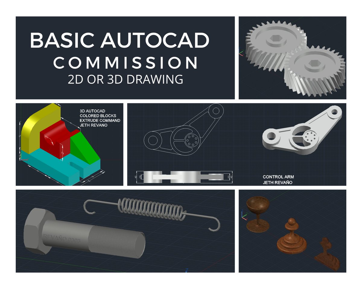 jd_rvn05's tweet photo. AutoCAD 2D or 3D open for commissions!
Price varies on the complexity of the drawing, yet maintaining student-friendly price and excellent quality
send dm for inquiriessss
#autocad 
#commission https://t.co/zJ3UpGVBwH