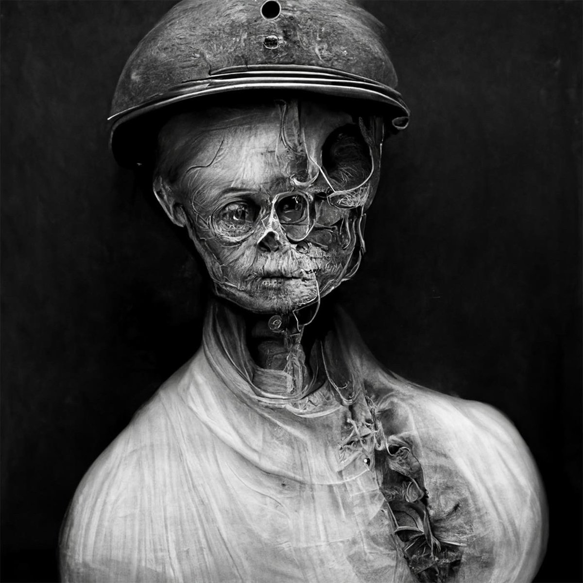 GuneySoykan's tweet photo. World War 1 Through the Eyes of an X-ray Machine 
A.I. Art Series - Part II. - Soldier Portraits

I've generated more than 1500 images for this project, and what amazed me the most was to see how A.I. brings these images to life through a very human perspective. https://t.co/du1A1xpSIE