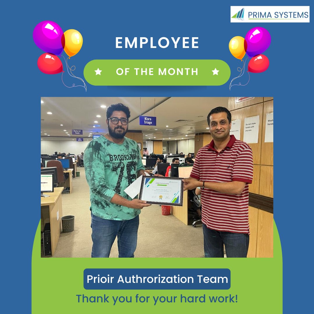 prima_systems's tweet photo. ⭐️Employee of the Month - May 2022⭐️
Thank you for hard work. Keep Growing&amp; Keep Shinning
#employeeofthemonth #HR #claimsmanagement #zocdoc #triage #paymentpostingteam #finance #ARteam #Credentialingteam #reportingteam #ITTeam #AuthorizationTeam #DenialsTeam #Lahore  #work https://t.co/V530x6tOCv