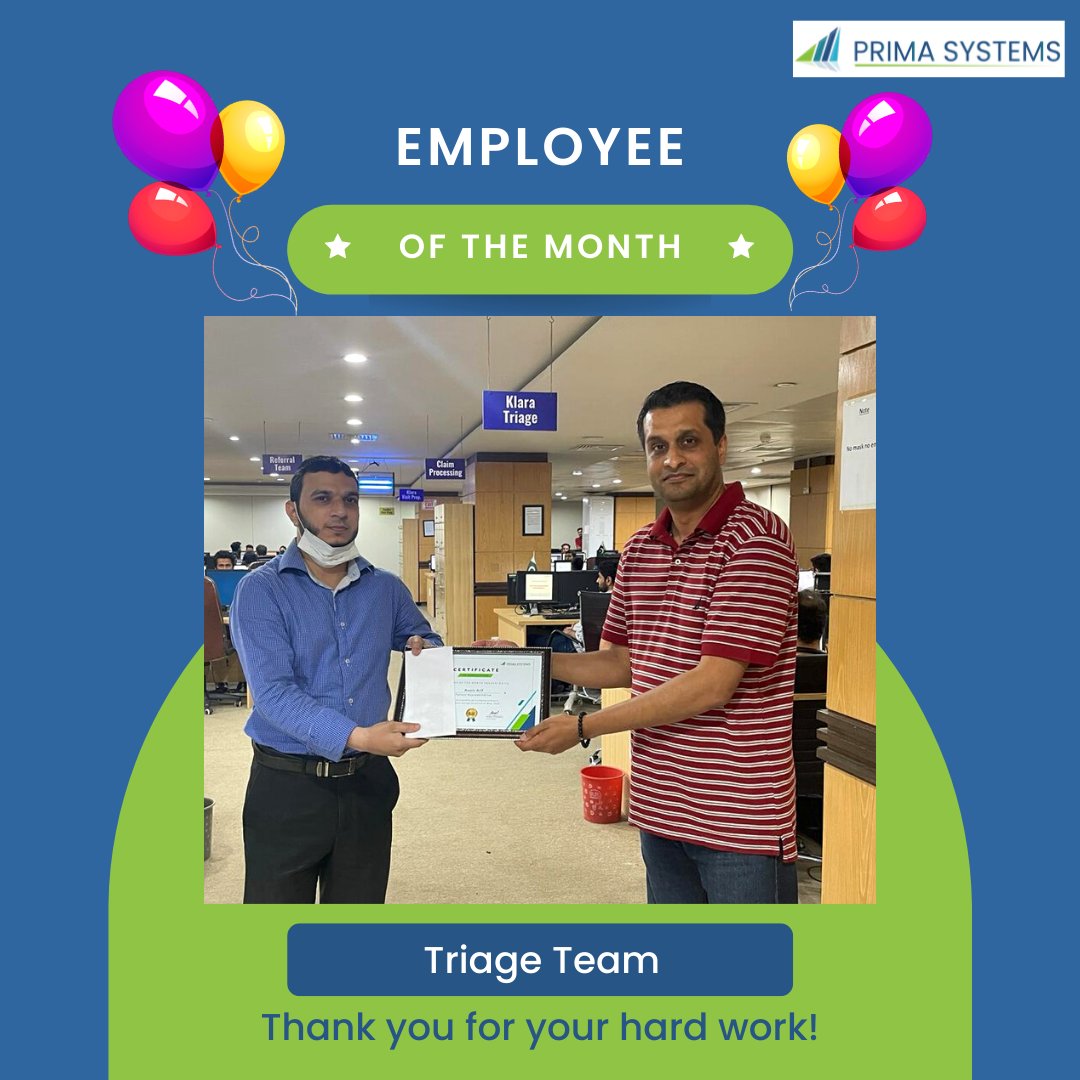 prima_systems's tweet photo. ⭐️Employee of the Month - May 2022⭐️
Thank you for hard work. Keep Growing&amp; Keep Shinning
#employeeofthemonth #HR #claimsmanagement #zocdoc #triage #paymentpostingteam #finance #ARteam #Credentialingteam #reportingteam #ITTeam #AuthorizationTeam #DenialsTeam #Lahore  #work https://t.co/V530x6tOCv