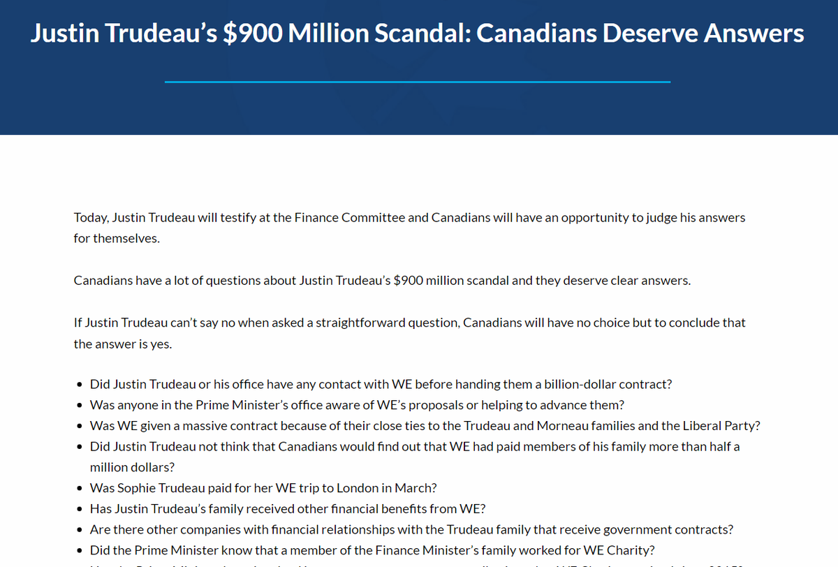 Canadians have a lot of questions about Justin Trudeau’s $900 million scandal and they deserve clear answers. <a href="/CommrRCMPGRC/">CommrRCMPGRC</a> <a href="/JustinTrudeau/">Justin Trudeau</a> <a href="/DavidLametti/">David Lametti</a> <a href="/OmarAlghabra/">Omar Alghabra</a> <a href="/theJagmeetSingh/">Jagmeet Singh</a> <a href="/NDP/">NDP</a> <a href="/CBCPolitics/">CBC Politics</a> <a href="/ctvqp/">CTV Question Period</a> <a href="/globalnews/">Globalnews.ca</a> <a href="/GlobalNational/">Global National</a> <a href="/GlblCtzn/">Global Citizen ⭕</a> <a href="/washingtonpost/">The Washington Post</a> <a href="/nationalpost/">National Post</a>