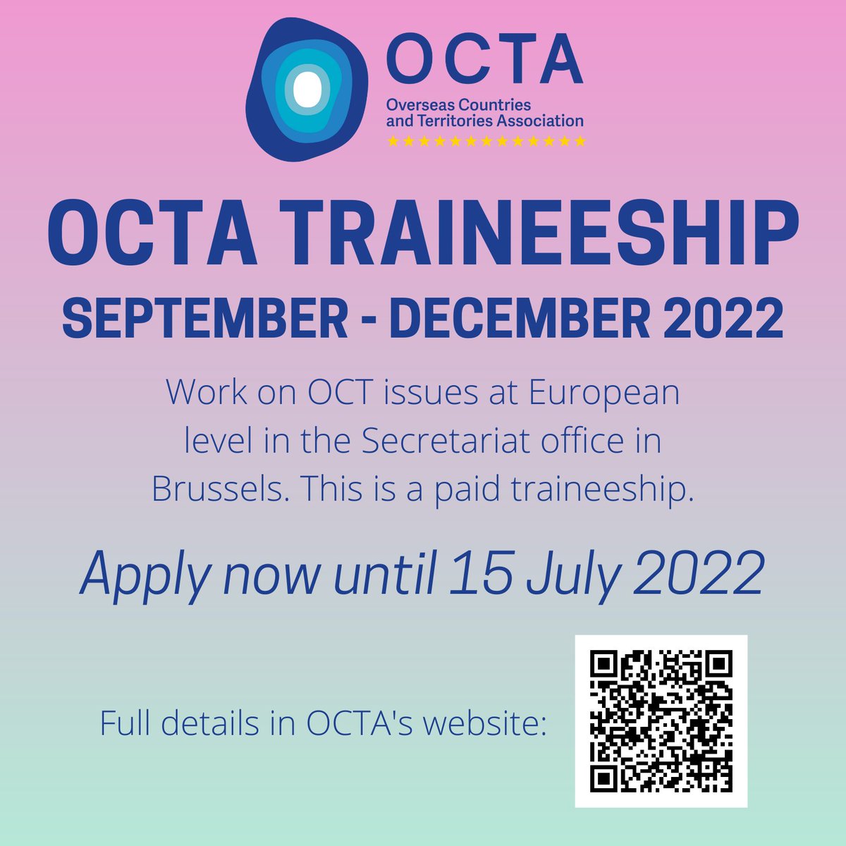 Tu es intéressé par le fonctionnement de l'Union européenne 🇪🇺 et ses relations avec les PTOM?

L'OCTA recherche un stagiaire pour nous rejoindre de sept à déc 2022.

🔔 Pose ta candidature jusqu'au 15 juillet (16h heure de Bruxelles) !

Plus d'info : overseas-association.eu/fr/paid-traine…