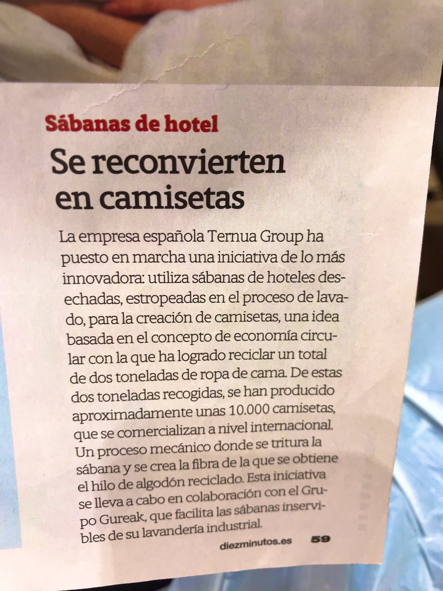xanalu84's tweet photo. 💡Proyectos #sostenibles en #turismo. Y, ¿ahora qué hacemos con ellas? #Sábanas de #hotel con una 2ª vida. Se tritura, se crea la fibra reciclada de #algodón y se convierte en una #camiseta. 🎽
♻️Ya llevan 2tn
@grupogureak @ternua 😉👍
#wearcycle
➡️ https://t.co/vc2n72TdAI https://t.co/hpBQcbUFAf