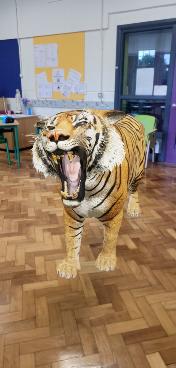 Day 2 Using AR,VR & MR in the classroom to support literacy - I've managed to transform myself into Mona Lisa, invite a Tiger to Tea and check out body parts with Merge Cubes. Busy day! @PDST_TechinEd @CentreLaois #GoogleArtsandCulture g.co/artfilter #MergeCubes