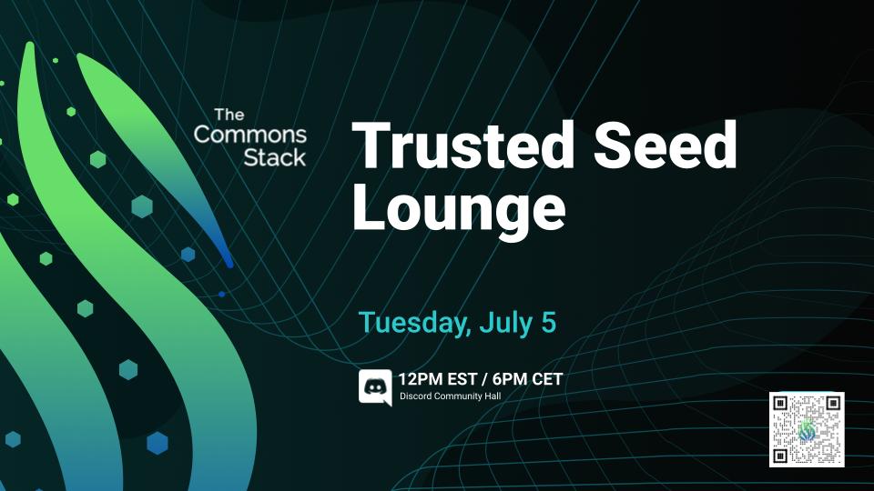 commonsstack's tweet image. 🌱 Don’t miss the Trusted Seed Lounge in 5 minutes!

Got questions about Commons Stack or the Trusted Seed? Curious about Praise and how to get the Praise Giver role? Our team has all the answers you seek!

☎️ Join us here: discord.link/commonsstack  

#CommonsStack