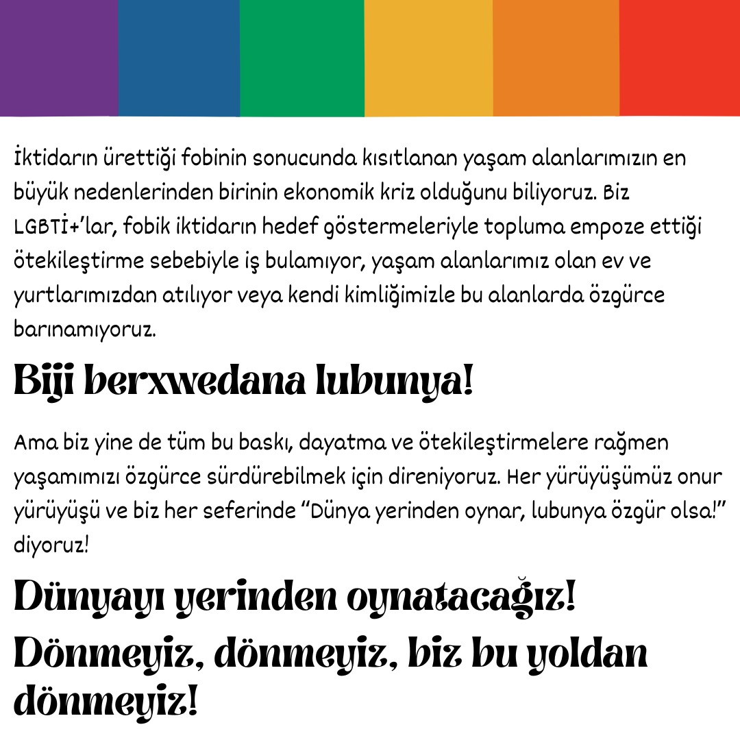 Esat'tan Eryaman'a tüm sokakları geri almaya diyerek çıktığımız sokaklardan yükselttiğimiz basın açıklamamız #prideankara #AnkaraOnurYürüyüşü #sırabizde